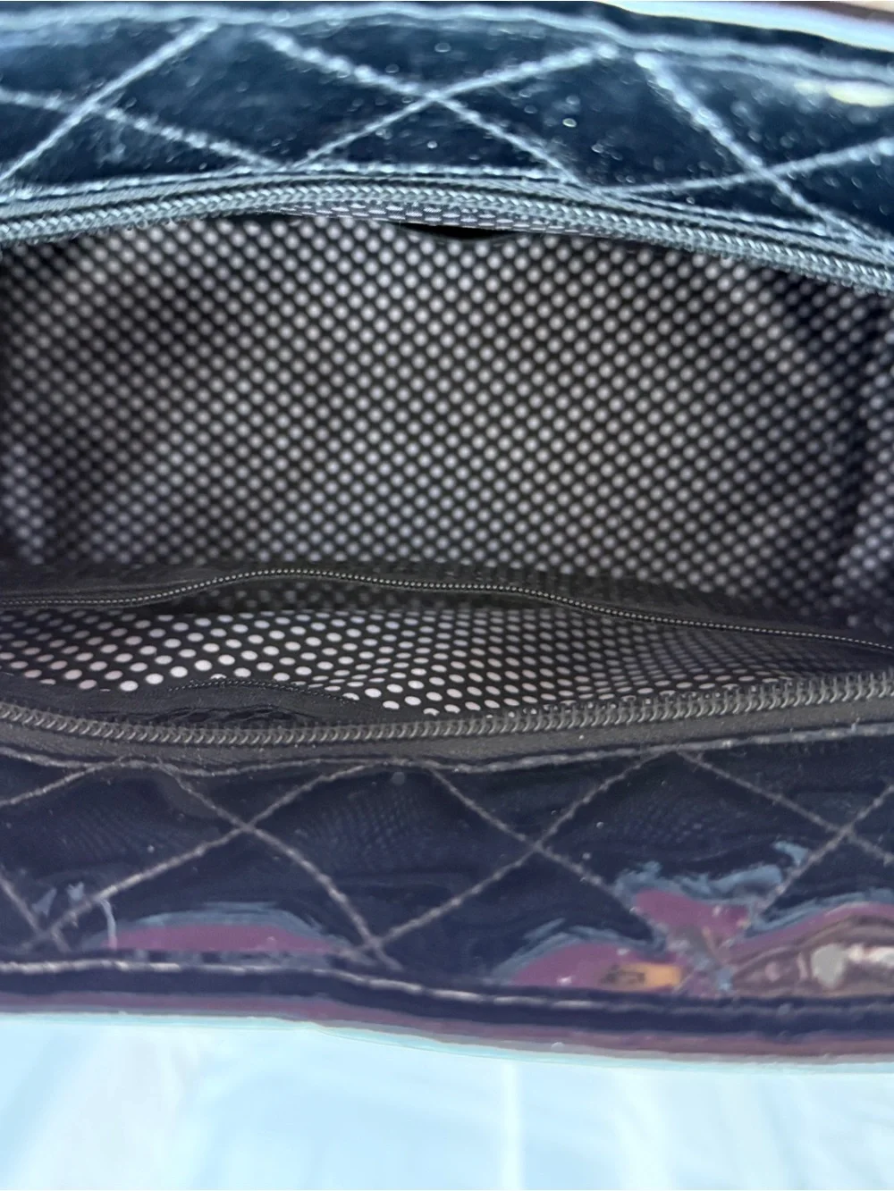 Caboodles Black Quilted Patent Cosmetic Tote Bag